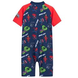 Marvel Badeanzug Kinder Jungen Spiderman Avengers Schwimmanzug Jungen Badeanzug Einteiler Kurzarm Bademode Badebekleidung Sommerkleidung Kinder 3-10 Jahre (Rot/Marineblau Avengers, 4-5 Jahre) von Marvel