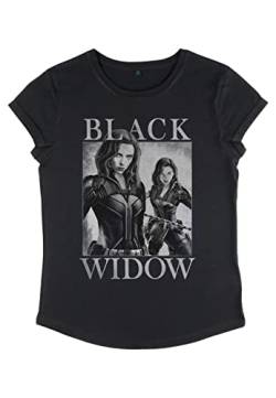 Marvel Black Widow - Two Widows Mirror Women's Rolled-sleeve Black M von Marvel