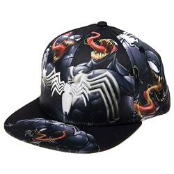 Marvel Comics Herren Spiderman-Kostüm, Bestickt/Bedruckt, Snapback, Flache Krempe, Baseballkappe, Schwarzes Venom, Einheitsgröße von Marvel