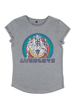 Marvel Damen Avengers Classic Avengers Women's Rolled Sleeve T-shirt, Melange Grey, M von Marvel