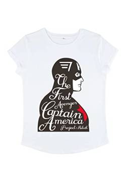 Marvel Damen Avengers Classic First Avenger Women's Rolled Sleeve T-shirt, Weiß, XL von Marvel