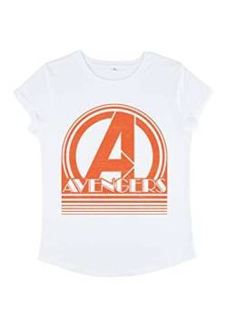 Marvel Damen Avengers Classic Retro Avengers Icon Women's Rolled Sleeve T-shirt, Weiß, S von Marvel