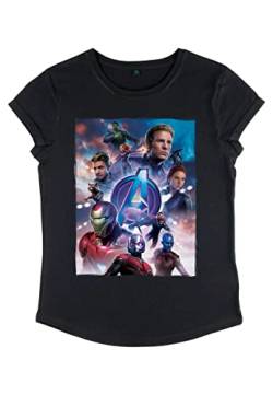 Marvel Damen Avengers: Endgame Basic Poster Women's Rolled Sleeve T-shirt, Schwarz, S von Marvel