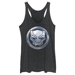 Marvel Damen Black Panther: Wakanda Forever Sigil Metal Damen Fast Fashion Racerback Tank Top, Black Heather, S von Marvel