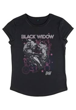 Marvel Damen Black Widow Bw Poster Women's Rolled Sleeve T-shirt, Schwarz, M von Marvel