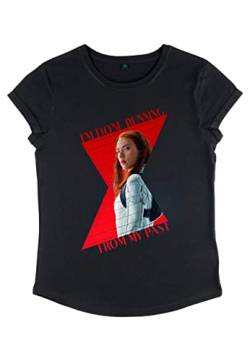 Marvel Damen Black Widow Stop Running Women's Rolled Sleeve T-shirt, Schwarz, S von Marvel