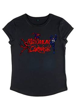 Marvel Damen Spider-man Classic Maximum Carnage Title Screen Women's Rolled Sleeve T-shirt, Schwarz, XL von Marvel