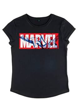 Marvel Damen Spider-man Classic Spider Marvel Women's Rolled Sleeve T-shirt, Schwarz, M von Marvel
