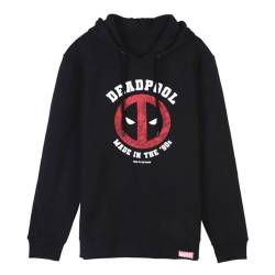 Marvel Deadpool Sweatshirt für Männer, Klassischer Deadpool Design Pullover, Kapuzenpullover, Geschenk für Herren und Jugendliche (DE/NL/SE/PL, Alphanumerisch, S, Regular, Regular, Schwarz) von Marvel