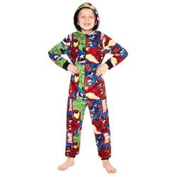 Marvel Fleece Schlafanzug für Jungen, Teenagers - Einteiler für Kinder, Warme Pyjama Geschenk für Jungs (Mehrfarbig, 13-14 Jahre) von Marvel