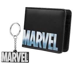 Marvel Geldbeutel mit Schlüsselanhänger - Portmonee Herren mit Kartenfächern und klarem ID-Fach (Schwarz Marvel) von Marvel