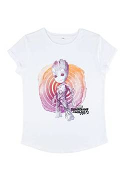 Marvel Guardians Of The Galaxy 2 - Side View Star Women's Rolled-sleeve White L von Marvel