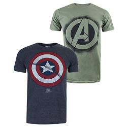 Marvel Herren Avengers Shield Pack B T-Shirt, Multi, L (2er von Marvel
