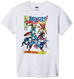 Marvel Herren Comics Crew T-Shirt, Weiß, Groß von Marvel