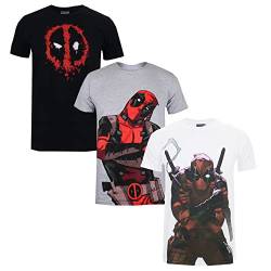 Marvel Herren Deadpool Pack a T-Shirt, Multi, M (3er von Marvel