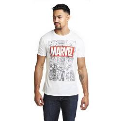 Marvel Herren Mono Comic T-Shirt, weiß, M von Marvel