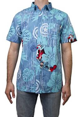 Marvel Herren Shirt Hemd mit Button-Down-Kragen, Blau/Aqua Cap Island, XL von Marvel