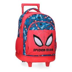Marvel Joumma Spiderman Authentic Rucksack, kompakt, 2 Räder, Rot, 32 x 43 x 21 cm, Polyester, 30,24 l, rot, Kompakter Rucksack mit 2 Rädern von Marvel