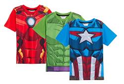 Marvel Jungen 3er Pack Avengers T-Shirts Hulk Iron Man Captain America Kinder Dress Up Tops Kurzarm-T-Shirts von Marvel