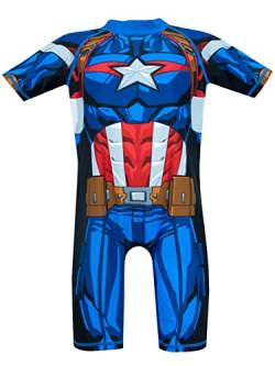 Marvel Jungen Avengers Badeanzug Kapitän Amerika Kostüm Radspritzschutz Mehrfarbig 98 von Marvel