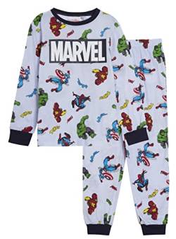 Marvel Jungen Avengers Schlafanzug Kinder Full Length Pjs Hulk Spiderman Captain America Iron Man Nachtwäsche Set, hellblau, 8 Jahre von Marvel