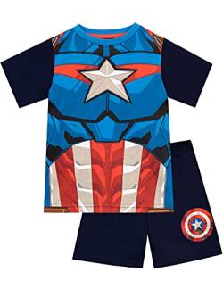 Marvel Jungen Kurze Schlafanzug Captain America Blau 128 von Marvel