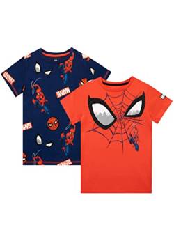 Marvel Jungen Spider-Man T-Shirt 2er Packung Tageskleidung für Kinder Mehrfarbig 128 von Marvel