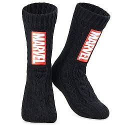 Marvel Kuschelsocken Herren Avengers Winter Socken Jungen Teenager Anti-Rutsch (Schwarz) von Marvel