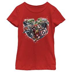 Marvel Little, Big Universe Avenger Heart Girls Short Sleeve Tee Shirt, Red, X-Large von Marvel