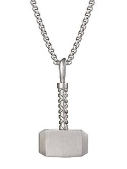 Marvel Men's Thor Hammer Mjolnir Stainless Steel Pendant Necklace, 22" Chain Officially Licensed von Marvel