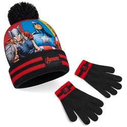Marvel Schal Mütze Set und Handschuhe Jungen Warme Wintermütze Set für Kinder (Mehrfarbig Avengers) von Marvel