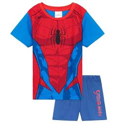 Marvel Schlafanzug Jungen, Pyjama Set T-Shirt mit Rundhalsausschnitt und Kurzer Schlafhose Pyjama Shorts - Geschenke für Jungs (Rot/Blau Spiderman, 2-3 Jahre) von Marvel