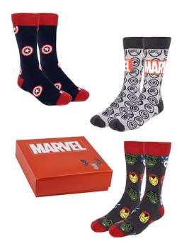 Marvel Socken Herren, Hulk, Iron Man, Captain America und Spiderman, 3er-Pack Socken für Erwachsene und Jugendliche, Größe EU 36/41 von Marvel