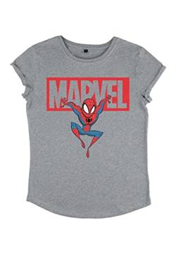 Marvel Spider-Man - Brick Spidey Women's Rolled-sleeve Melange grey M von Marvel