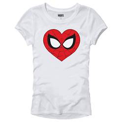 Marvel Spider-Man Face Mask Heart Logo Symbol Womens Juniors T-Shirt White von Marvel