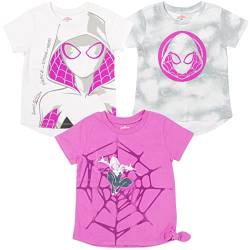 Marvel Spider-Verse Spider-Gwen Ghost Spider Little Girls 3 Pack Knotted Graphic T-Shirts White/Purple/Blue 5 von Marvel