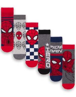 Marvel Spiderman Boys 6er Pack Socken | Kinder Mehrfarbige sportliche Charaktersocken | Spider-Man Avenger Superhelden Grafik Schuhe | Bequemes Kindersocken-Set Bundle Filmspiel Merchandise Geschenk von Marvel