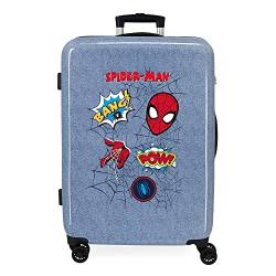Marvel Spiderman Denim Koffer, mittelgroß, blau, 48 x 68 x 26 cm, starr, ABS, TSA-Verschluss, 70 l, 3 kg, 4 Räder von Marvel