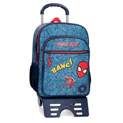 Marvel Spiderman Denim Schulrucksack Doppelfach mit Trolley Blau, 31 x 42 x 13 cm, Polyester 16,93 l von Marvel
