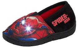 Marvel Spiderman Jungen Leuchtende LED-Hausschuhe Kinder Slip On Pantoletten Kinder Indoor Hausschuhe, rot, 24 EU von Marvel