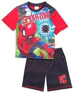Marvel Spiderman Jungen Schlafanzug Kurz Nachtwäsche Set, Schwarz , 7-8 Jahre von Marvel