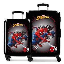 Marvel Spiderman Red Kofferset Schwarz 55/68 cms Hartschalen ABS Kombinationsschloss 104L 4 Doppelräder Handgepäck von Marvel