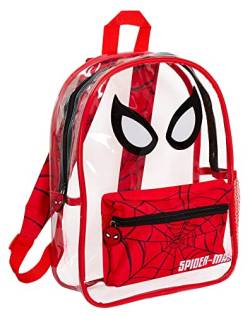 Marvel Spiderman Rucksack Jungen Schwimmtasche Klar Abwischbar Schulrucksack Kinder Transparent Schwimmen Strand Tasche, rot, Einheitsgröße von Marvel