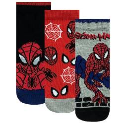Marvel Spiderman Socken 3er Pack | Spiderman Socken für Kinder | Baumwollsocken Packung mit 3 | Mehrfarbig 20-23 von Marvel