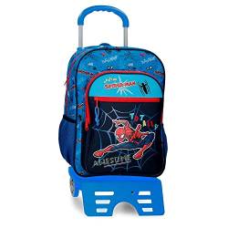 Marvel Spiderman Total genialer Schulrucksack mit blauem Trolley 30x40x13 cm Polyester 15,6L von Marvel