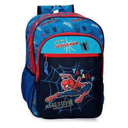 Marvel Spiderman Totally awesome Schulrucksack mit zwei Fächern, blau, 31 x 42 x 13 cm, Polyester, 16,93 l von Marvel