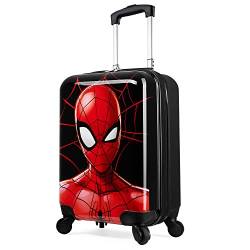 Marvel Spiderman Trolley für Kinder | Reisekoffer mit Reißverschlussfach + aufklappbarem Griff mit 4 Rollen| Maße 49 x 33 x 22 cm | Reisetrolley für Mädchen und Jungen mit viel Stauraum von Marvel