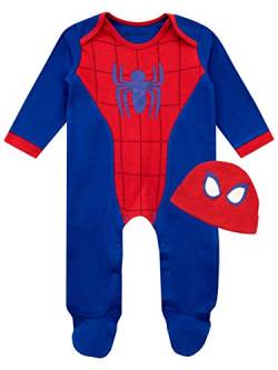 Marvel Strampler Neugeborene und Hut | Spiderman Baby Strampler | Newborn Baby Set Blau 86 von Marvel