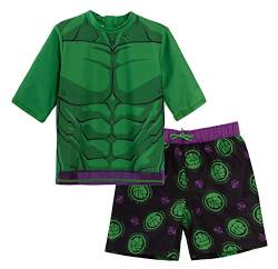 Marvel Unglaubliche Hulk-Badeshorts + Rash-Weste, 2-teiliges Badeset, Surf-Top + Boardshorts von Marvel