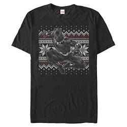 Marvel Unisex Panther Holiday Organic Short Sleeve T-shirt, Schwarz, M von Marvel